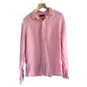 Banana Republic Mens Sz XL 100% Linen Untucked Standard Fit Pink Button Up Shirt